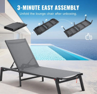 Vevor Adjustable Outdoor Chaise Lounge Chair – Dark Grey